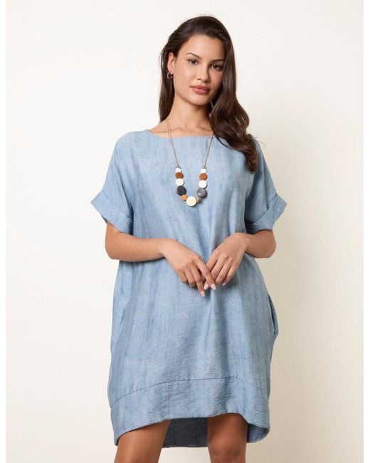 Blue Vanilla Blue Washed Effect Tunic Dress