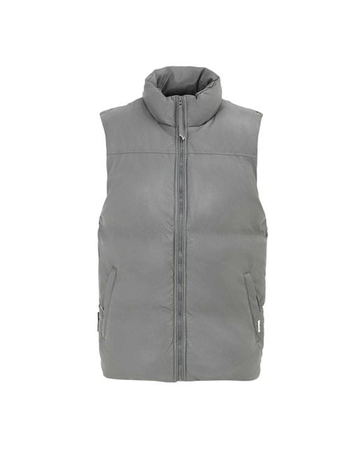 Firetrap Gray Pu Padded Gilet (Dark) for men