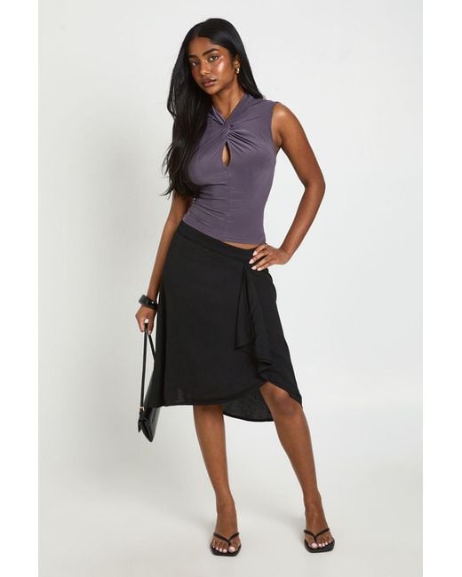 Boohoo Multicolor Twist Front Key Hole Back Top
