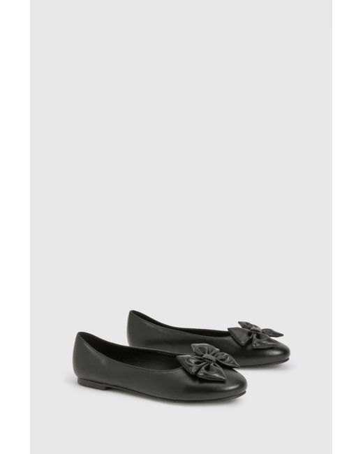 Boohoo White Wide Fit Bow Ballet Flats