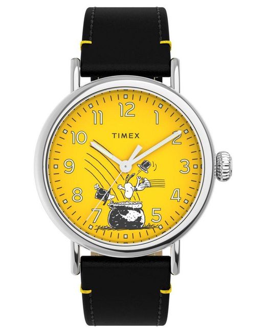 Timex Black Peanuts Waterbury Standard Watch Tw2V60400 Leather (Archived) for men