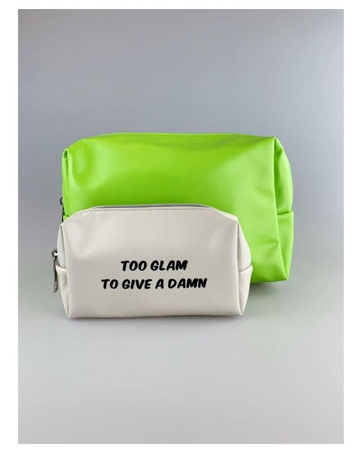 SVNX Green 'Too Glam To Give A Damn' Toiletry Bag 2 Pack
