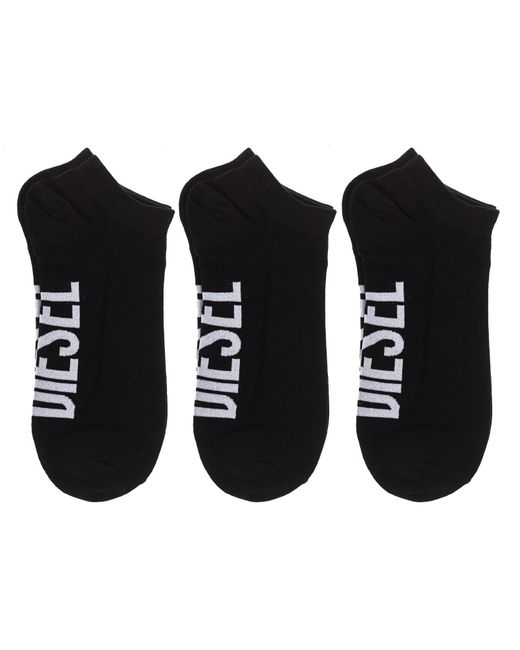 DIESEL Black Pack-3 Cotton Ankle Socks 00Si8H-0Ldaz for men