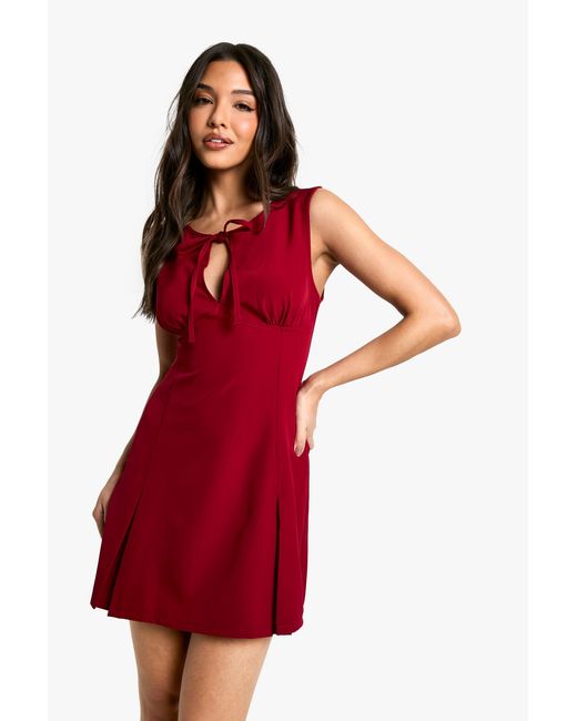 Boohoo Keyhole Pleated Tailored Mini Dress