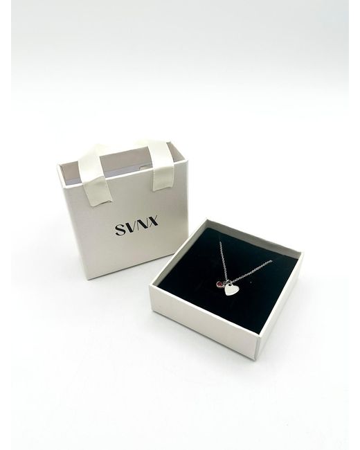 SVNX Metallic Mini Heart & July Birthstone Necklace