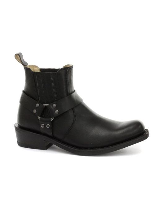 Grinders Black Western Leather Boots-Renegade Lo