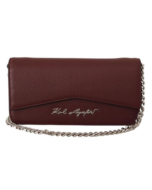 Karl Lagerfeld Red Leather Evening Clutch Bag