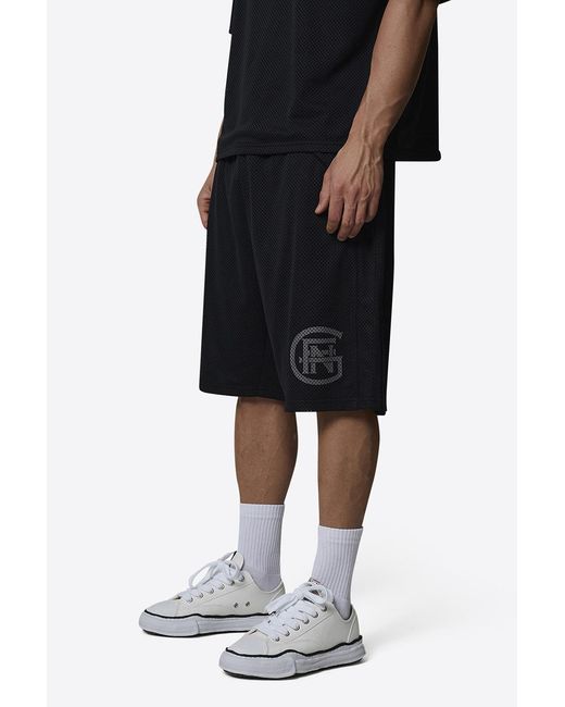 Good For Nothing Black Monogram Double Layered Mesh Jersey Shorts for men