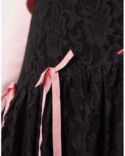 Miss Selfridge Natural Lace Bow Detail Tiered Maxi Skirt