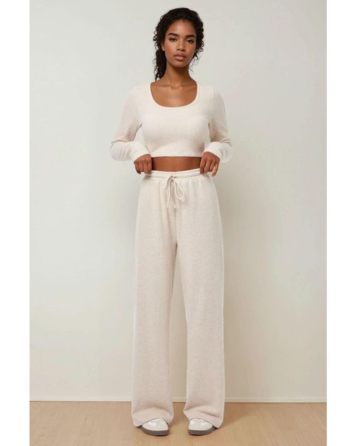 Hiccup Natural Soft Touch Textured Top & Wide Leg Pants Knitted Co-Ord Set