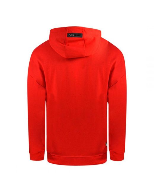 Philipp Plein Red Large Logo Zip-Up Hoodie Cotton for men