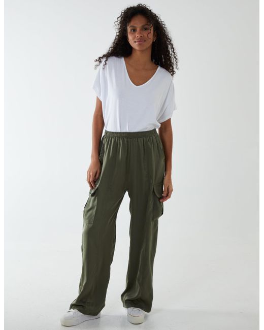 Blue Vanilla Green Wide Leg Cargo Trouser