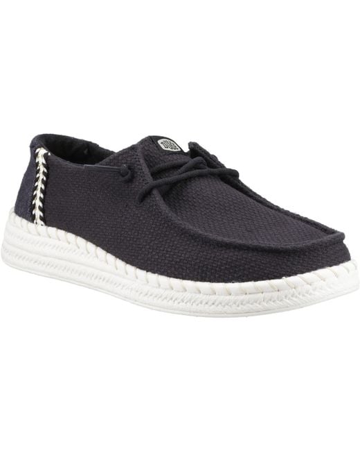 HeyDude Blue Wendy Espadrille Woven Slip On Ladies Shoes