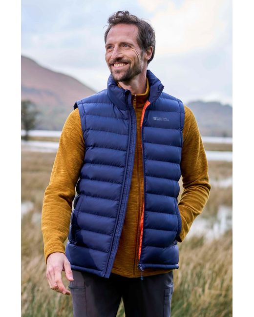 Mountain Warehouse Blue 'Seasons' Padded Gilet With Two Front Pockets Water Resistant Walking Jacket Polyamide for men