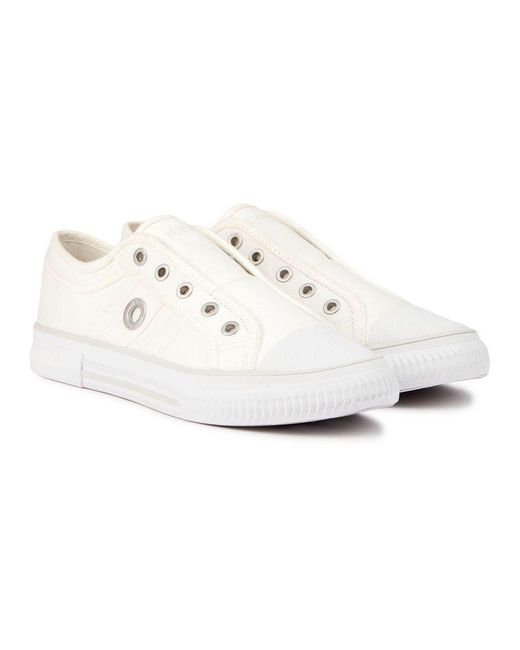 S.oliver White S Oliver Canvas Slip-On Trainers