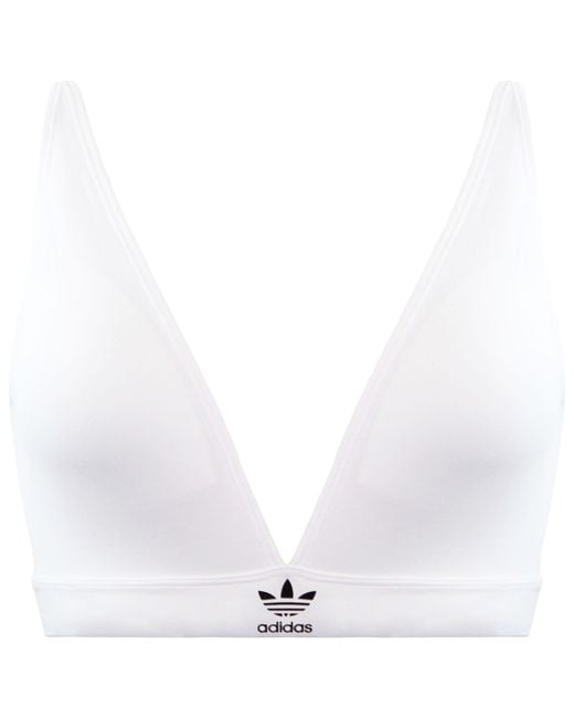 Adidas White Unlined Triangle Bra Cotton