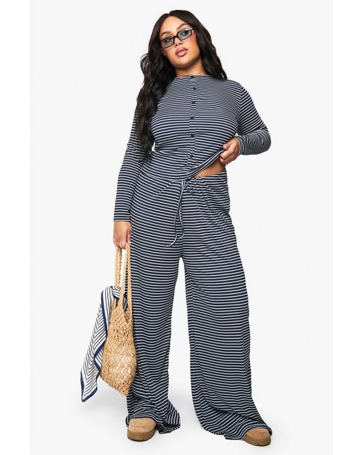 Boohoo Blue Plus Single Drawstring Waist Trouser