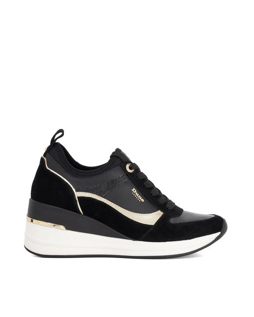 Dune Black Ellaina Wedge Lace-Up Trainers