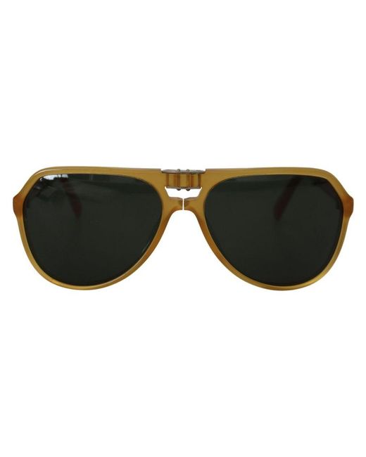 Dolce & Gabbana Black Acetate Lens Aviator Sunglasses