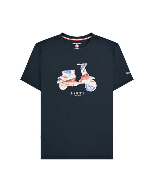 Lambretta Blue Aw24 Scooter Flag Big & Tall T-Shirt Cotton for men