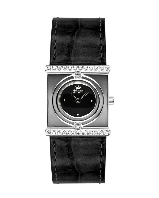Yonger & Bresson Black And Dial Diamonds Watch Leather