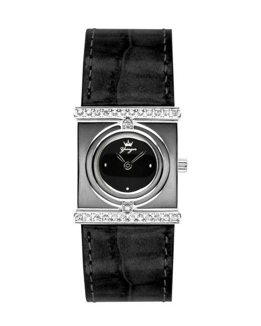 Yonger & Bresson Black And Dial Diamonds Watch Leather
