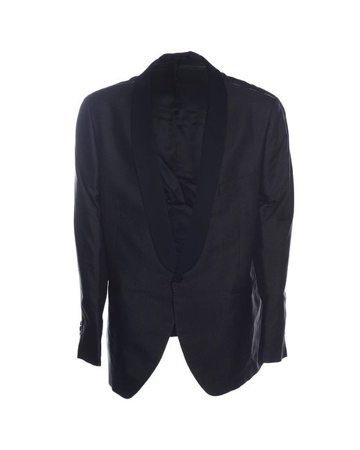 Hackett Blue Goemet Velvet Shawl Cl Jacket for men