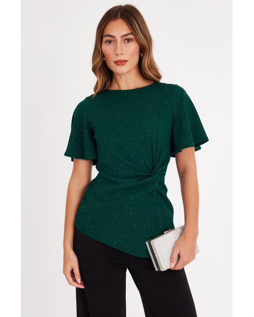 Quiz Green Bottle Glitter Twist Front Top