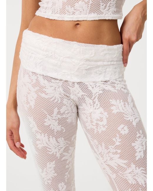 Pink Vanilla Natural Crochet Lace Flare Trousers