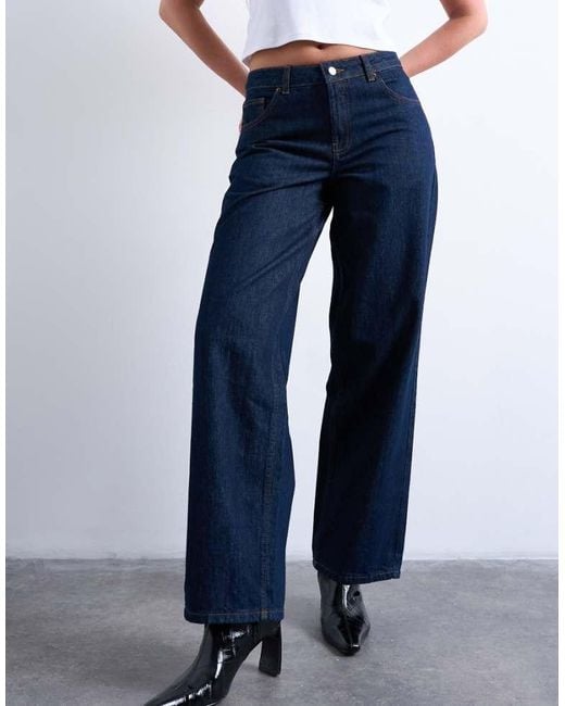 TOPSHOP Blue Hourglass Cinch Low Rise Relaxed Jean