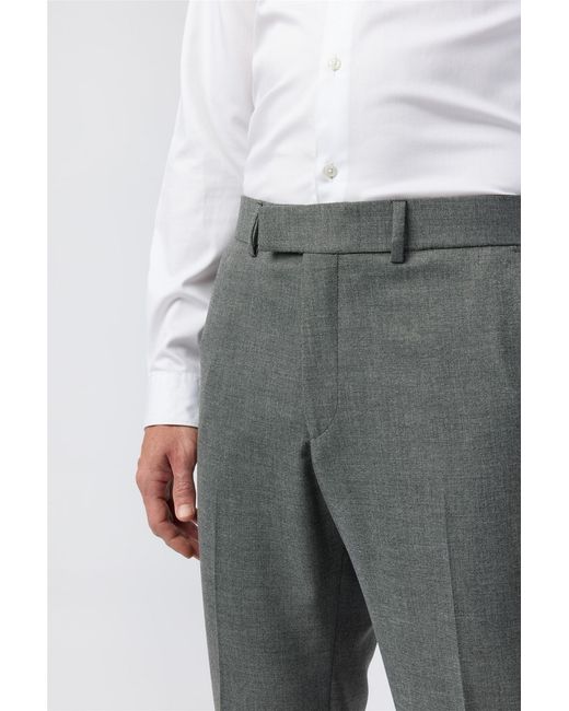 Antique Rogue Gray Flat Fronted Textured Regular Suit Trousers for men