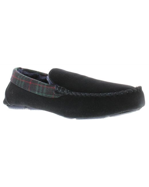 Hush Puppies Black Moccasin Slippers Andreas Suede Leather for men