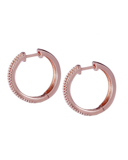 Orphelia Pink 'Pascaline' 925 Sterling Hoop Earrings