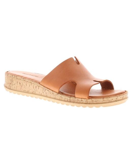 Hush Puppies Brown Sandals Low Wedge Eloise Leather Slip On Leather (Archived)