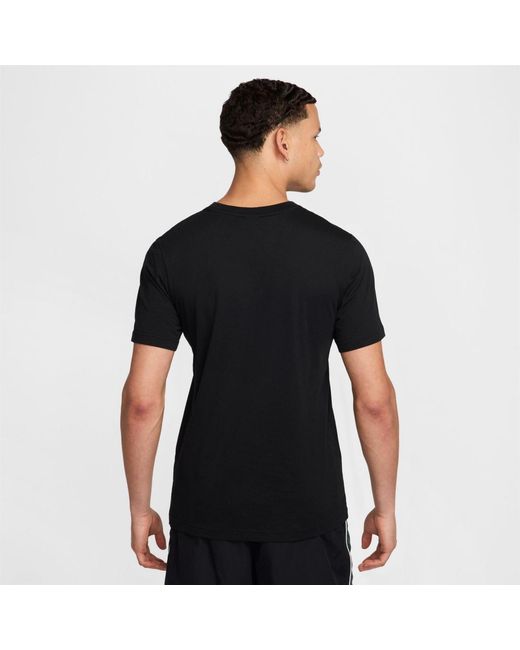 Nike Black Regular Fit Arch Lettering Crew Neck T-Shirt for men