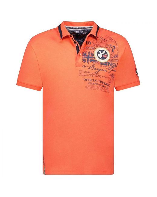 GEOGRAPHICAL NORWAY Orange Short-Sleeved Polo Shirt Sy1357Hgn for men