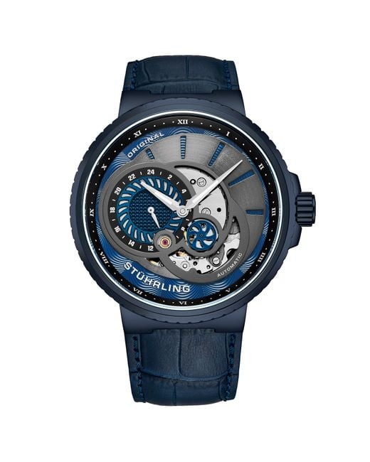 Stuhrling Blue And Automatic 45Mm Skeleton for men