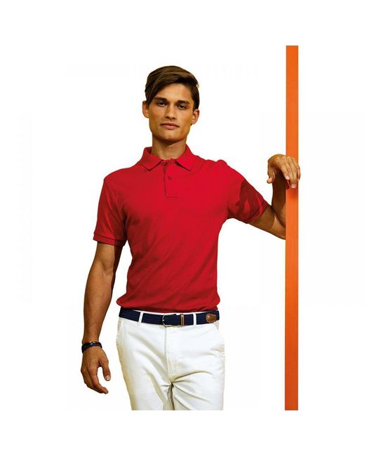 Asquith & Fox Red Super Smooth Knit Polo Shirt (Cherry) for men