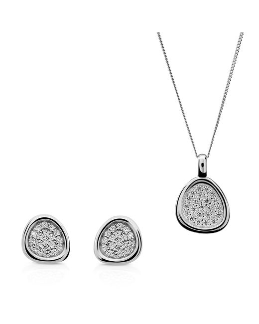 Orphelia White 'Layla' 925 Sterling Set: Chain-Pendant + Earrings