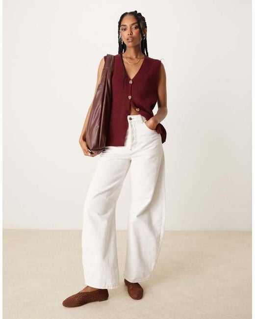 ASOS Red Slub Knit Relaxed Fit Waistcoat