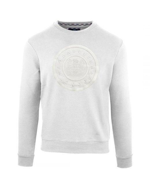 Aquascutum White Monotone Large Circle Logo Sweatshirt for men