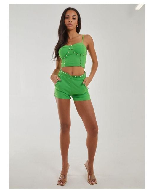 Pink Vanilla Green Diamante Shorts