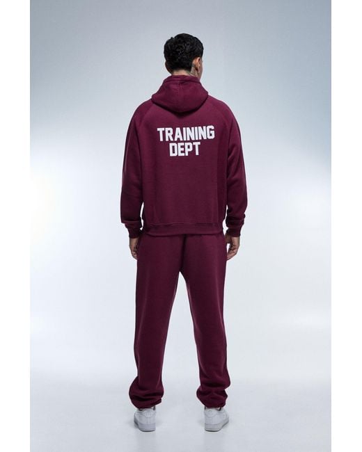 BoohooMAN Red Tall Training Dept Oversized Boxy Hoodie for men