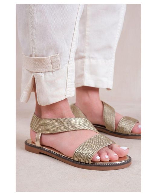 Where's That From Pink 'Studio' Flat Sandals With Threaded Wide Straps