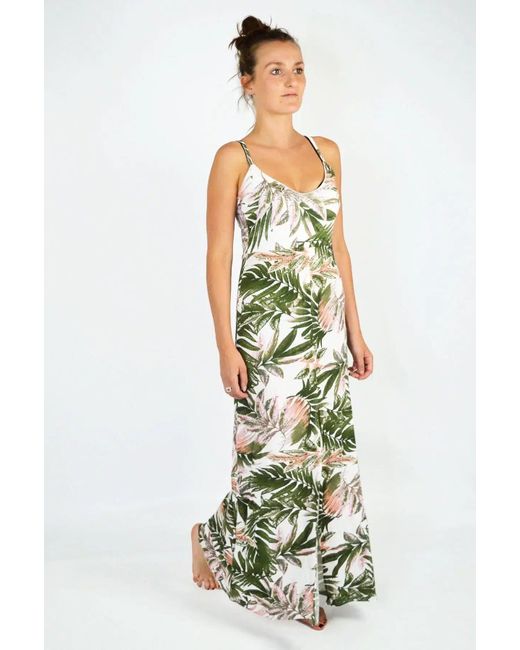 Secret Label White Palm Print Jersey Maxi Dress