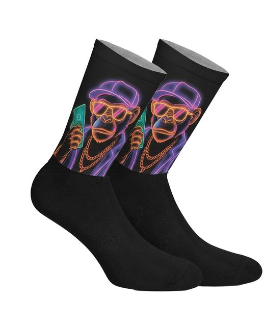 Jenes Socks Black Funny Printed Long For And