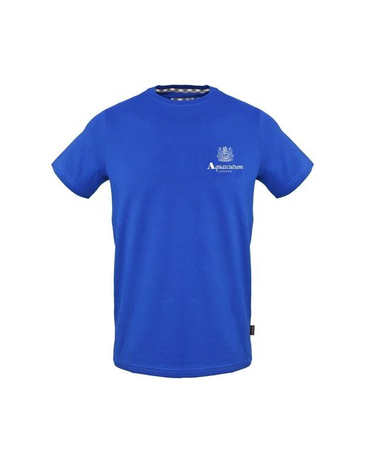 Aquascutum Blue Crew Neck Short Sleeve Jersey T-Shirt for men