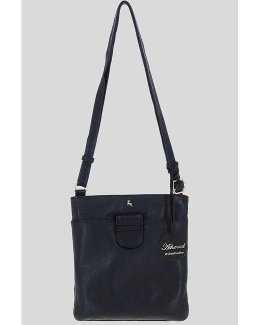 Ashwood Leather Black Genuine Crossbody X Shoulder Bag With Golden Accents