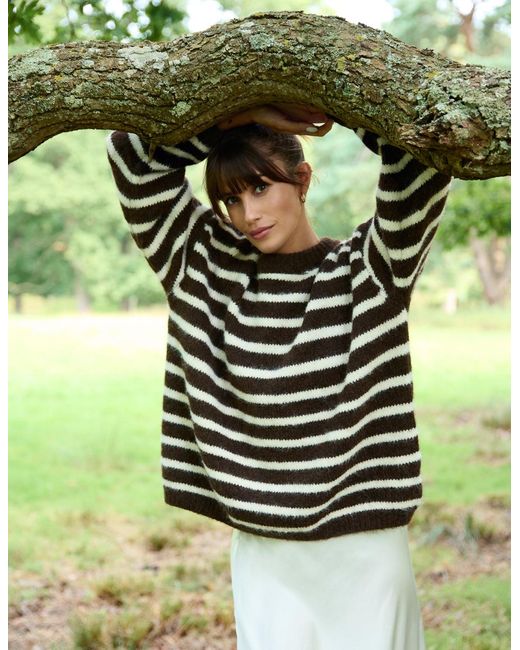Blue Vanilla Green Soft Knit Round Neck Stripe Jumper