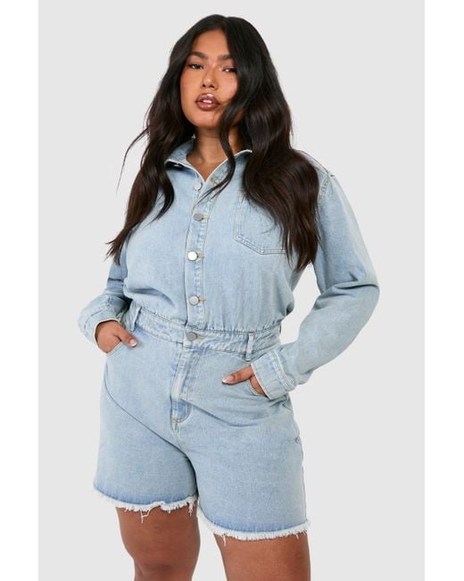 Playsuit Boohoo Playsuit Jeans Boohoo Plus Washed Denim Playsuit